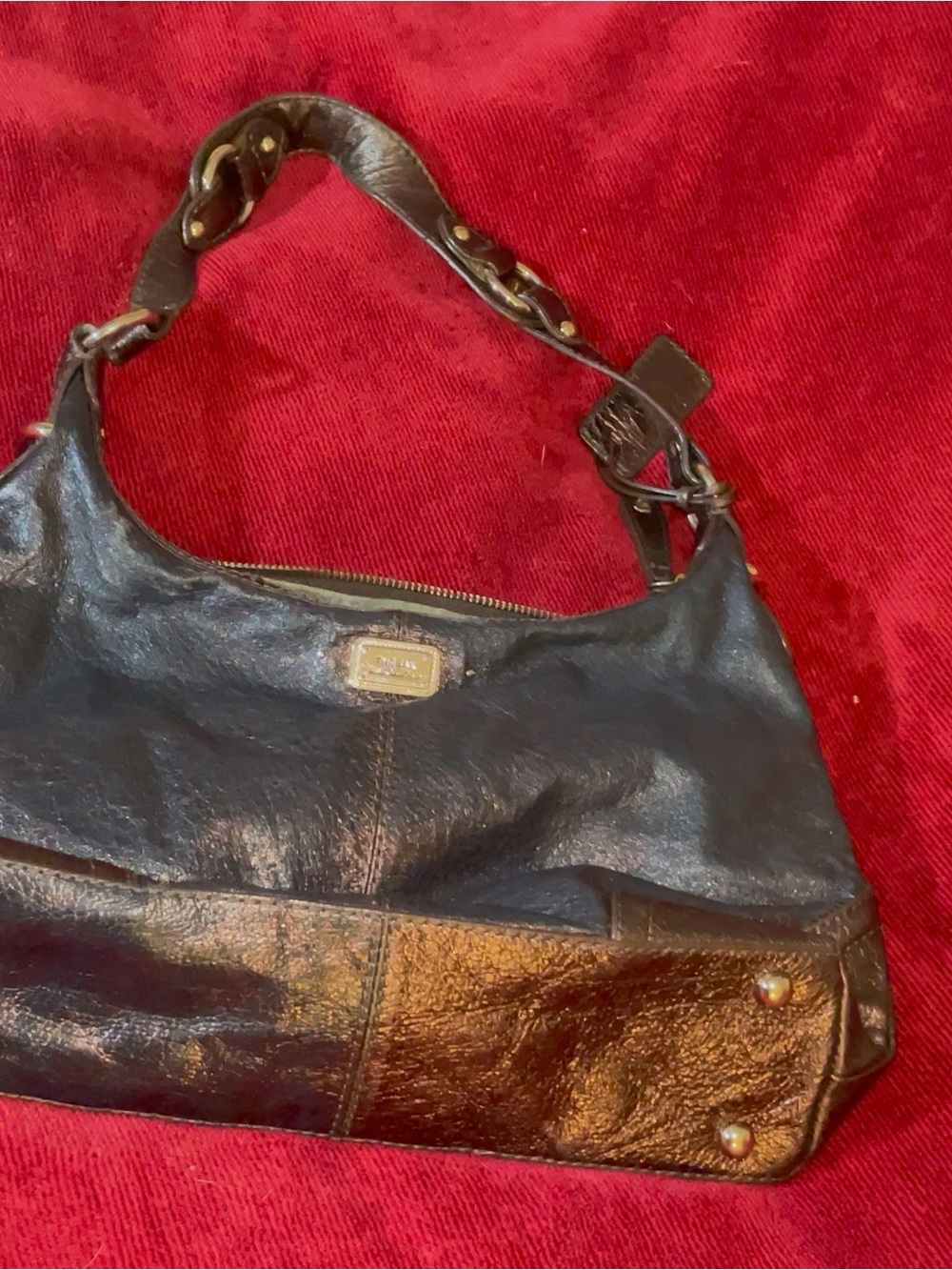 The Sak Metallic Brown Leather Shoulder Bag Purse Y2K Boho